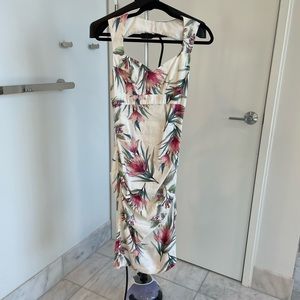 Nicole Miller floral ruched cocktail midi dress, Size 4